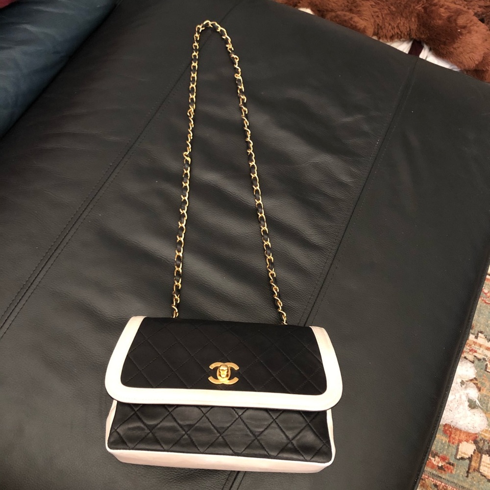 SOLD**Chanel Classic Vintage Two Tone Flap Bag - Picture 7 of 15